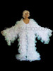Drag Queen White Pearlescent Ruffle Organza Coat