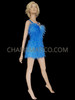 Blue Feather Sexy Attractive Beguiling Show Girl Dance Dress