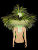 Green Enchanting Charismatic Feather Headdress And Backpack