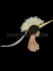 Unicorn Styled White Feathered Drag Queen’S Single Horn Headdress With Gold Beads