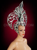 Diva’S Open Work Black Headdress With Silver Sequin And Crystal Decorations