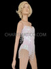 Angelic Pearlescent White Sequin Leotard with Beaded Fringe