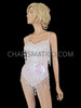 Angelic Pearlescent White Sequin Leotard with Beaded Fringe