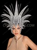 Diva Showgirl Sequinned Headdress With Large White Crystals
