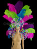 Samba Ostrich Backpack With Neon Feathers And Feathered Ostrich Headdress