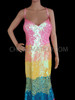 Multi Coloured Drag Queen Sequinned Long Gown