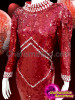 Red And Silver Sequinned Drag Queen Diva Gown