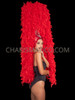 Red Feather Boa Tower Headdress With Silver Crystallized Tiara
