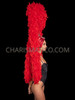 Red Feather Boa Tower Headdress With Silver Crystallized Tiara