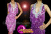 Purple Sequinned Fringe Dance Latin Diva Dress With Silver Sequinned Neckline