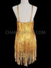 Gold Fringed Latin Diva Dress With Silver And Gold Beads And Sequins