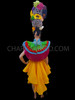 Diva Fruit Costume Set With Yellow Skirt, Fruit Headdress And Top With Silver Sequins