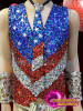 Diva Independence Day Silver, Blue And Red Sequinned Costume Set