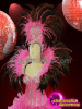 Baby Pink Black Feathered Silver Sequinned Diva Showgirl Costume Set