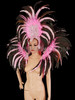 Elegant Diva Showgirl Pink And Black Feathered Headdress And Backpack