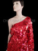Red Jumbo Sequin Drag Queen One Shoulder Wing Dress