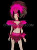 Fuchsia And Black Feather Showgirl Diva Costume Set