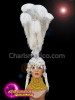 White Feathered Silver Sequinned Ostrich Diva Show Girl Headdress