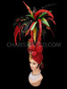 Red Feathered Silver Sequinned Diva Indian Show Girl Headdress