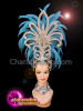Blue Feather Silver Sequinned Diva Cabaret Show Girl Headdress