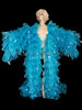 Turquoise Blue Organza Drag Queen Ruffle Coat