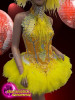 Yellow Showgirl Feathered Ruffled Silver Sequinned Diva Show Girl Dress