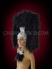 Black Ostrich Boa Samba Diva Silver  Show Girl Headdress