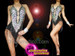 Black Crystallised Silver Sequinned Fringed Diva Show Girl Leotard
