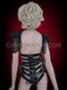 Black Goth Vinyl Cage 3D Corset With Beaded Shoulder Pieces
