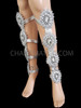 Crystallized And Sequinned Diva Silver Samba Dance Leg Guard