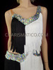 Black And White Latin Silver Sequinned Dance Fringe Pants