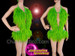 Green Feathered Sequinned Diva Show Girl Show Time Leotard