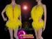 Yellow Feathered Sequinned Diva Show Girl Burlesque Show Time Leotard