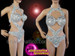 Silver Sequinned Beaded Crystallised Diva Show Girl Leotard