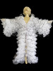 White Drag Queen Black Sequin Trim Ruffle Coat