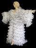 White Drag Queen Black Sequin Trim Ruffle Coat