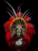 Glamorous Red Ostrich Feather Drag Queen Show Girl  Headdress