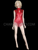 Red Sequinned Diva Show Time Showgirl Fringed Leotard