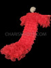 Red Long Drag Queen Organza Coat With Red Drag Tail