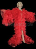 Red Long Drag Queen Organza Coat With Red Drag Tail