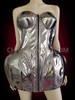 Space Silver Designer Corset Dress With Hip Flares