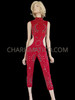 Red Coloured Britney Spears Catsuit With Rich Detailing