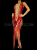 'Take Me Home' Red And Orange Cher Dress With Fringes And Flashy Sequins