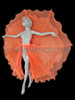 Front Open Shimmery Orange Pleated Circular Fan Skirt