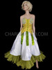Green White Corset Cancan Costume  with Ruffled Skirt