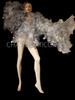Silver Fluffy Revealing Organza Drag Queen Ruffle Jacket
