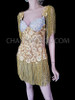 Intricate Gold and Silver Sequin Floral Patterned Leotard
