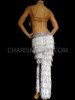 Silver White Sequin Latin Dancefringe Pants With Sequinned Waist