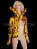 Gold Leaf Shaped Jumbo Sequin Drag Queen Jacket With High Collar