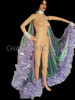 Purple Coloured Burlesque Stripe Tease Showtime Ruffled Cape
